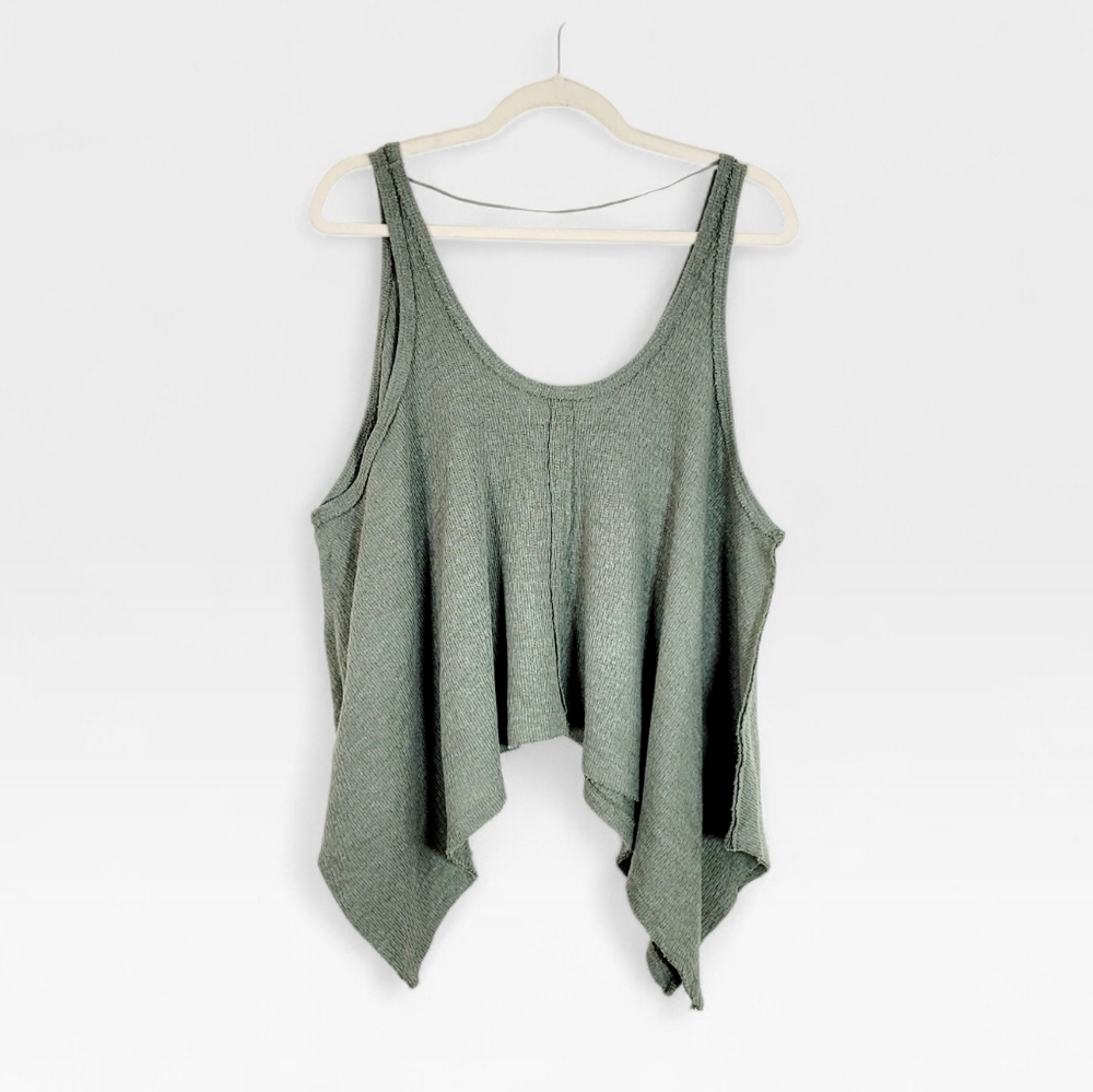 NWT We The Free Sing La La Asymmetrical Tank Top Moss Green Free People XS NEW - Picture 11 of 12